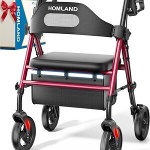 HOMLAND Foldable Rollator Walkers Up to 350 lbs.